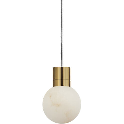Visual Comfort Modern Collection SLPD54130IHAB Sean Lavin Mina 1 Light 5 Inch Hand Rubbed Antique Brass LED Pendant 9W 3000K Alabaster Glass