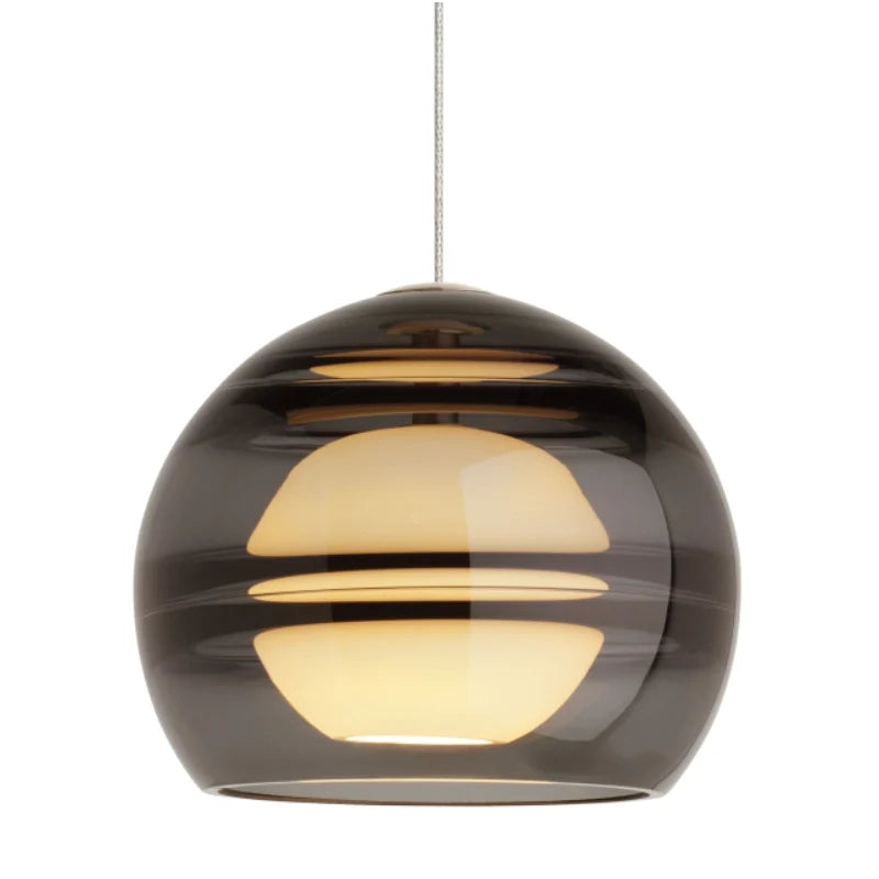 Visual Comfort Architectural 700FJSDNKR Sedona 6" Low Voltage Pendant Aged Brass Finish, Smoke Glass Shade, Freejack System