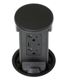 Lew Electric PUR20ACD-BK Round Kitchen Pop Up Outlet, USB-A/C Charging, Matte Black Finish