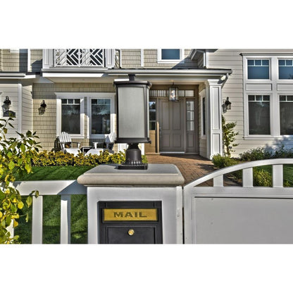 Maxim Lighting 3250FSBZ Terrace Outdoor Post Mount Installed on Gate Post