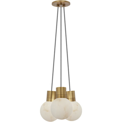 Visual Comfort Modern Collection SLCH54222IHAB Sean Lavin Mina 3-Light LED Chandelier Hand Rubbed Antique Brass Alabaster