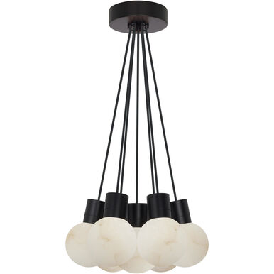 Visual Comfort Modern Collection SLCH54327BB Sean Lavin Mina 14" 7-Light LED Chandelier Black Alabaster