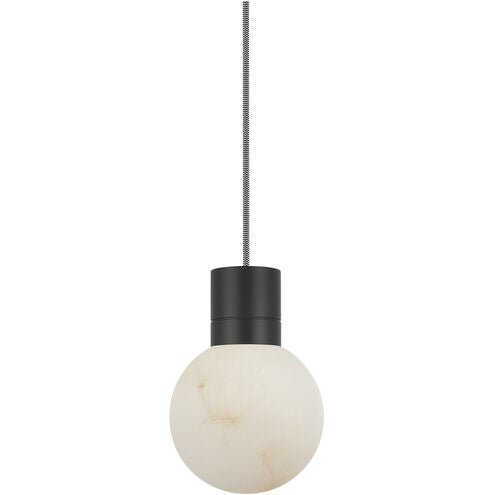 Visual Comfort Modern Collection SLPD541WDIB Sean Lavin Mina 1 Light 5 Inch Black/White LED Pendant 9W 3000K–2200K Alabaster Glass