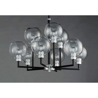 Maxim Lighting Vessel Collection Multi-Light Chandelier with Clear Glass Globe Shades and Black Aluminum Frame
