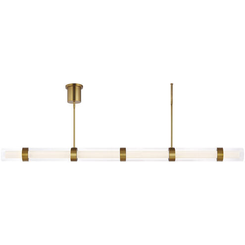 Visual Comfort Modern Collection 700LSWIT6R-LED930 Sean Lavin Wit 70" 101.6W 3000K LED Linear Suspension Aged Brass 6 Glass
