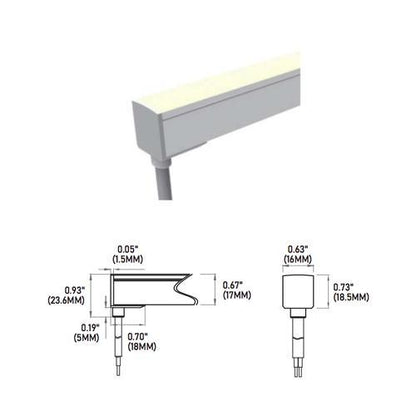 Core Lighting LNT65SPA-F-HB-25K-24-16-IP67SFR-HW36 LED Strip Horizontal Bend 2500K Side Feed Right Sauna/Steam Rated Flexible Neon Series