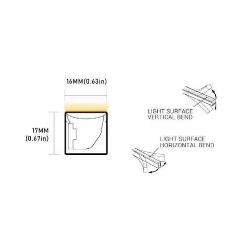 Core Lighting LNT65SPA-F-HB-25K-24-16-IP67SFR-HW36 LED Strip Horizontal Bend 2500K Side Feed Right Sauna/Steam Rated Flexible Neon Series