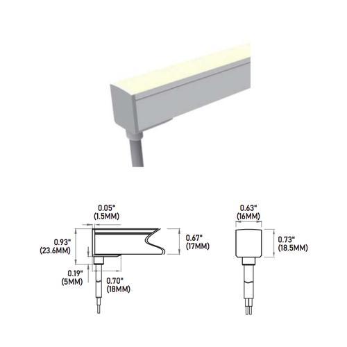 Core Lighting LNT65SPA-F-VB-GN-24-16-IP67SFR-HW36 LED Strip Vertical Bend Green Side Feed Right Sauna/Steam Rated Flexible Neon Series