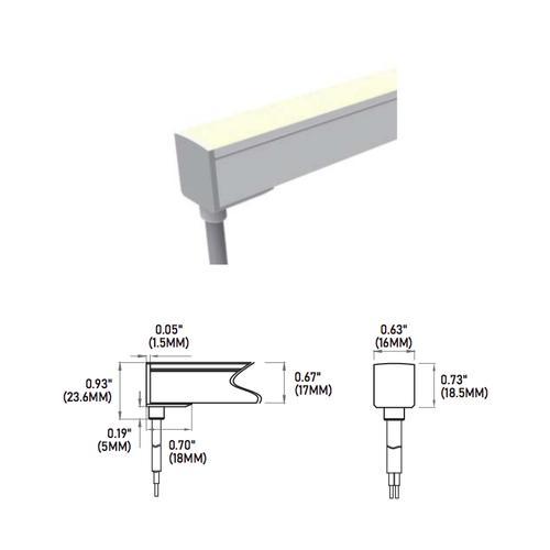 Core Lighting LNT65SPA-F-VB-25K-24-16-IP67SFR-HW36 LED Strip Vertical Bend 2500K Side Feed Right Sauna/Steam Rated Flexible Neon Series