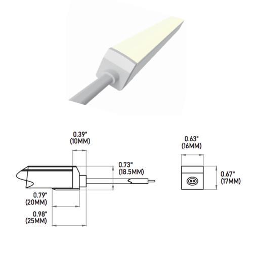 Core Lighting LNT65SPA-F-HB-AM-24-16-IP67SFL-HW36 LED Strip Horizontal Bend Amber Side Feed Left Sauna/Steam Rated Flexible Neon Series