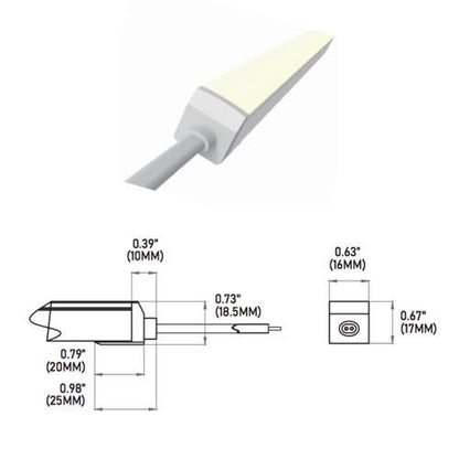 Core Lighting LNT65SPA-F-HB-25K-24-16-IP67SFR-HW36 LED Strip Horizontal Bend 2500K Side Feed Right Sauna/Steam Rated Flexible Neon Series