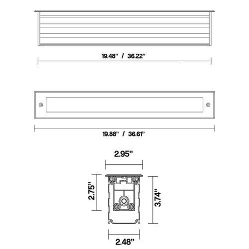 Core Lighting IGU-20-30-45-UNV-D10 20" LED In-Ground Linear Uplight, 0-10V dimming, Color Temperature 3000k, Optic 45º