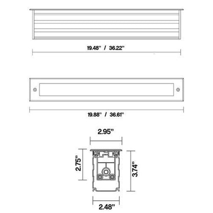Core Lighting IGU-20-50-05-UNV-D10 20" LED In-Ground Linear Uplight, 0-10V dimming, Color Temperature 5000k, Optic 5º