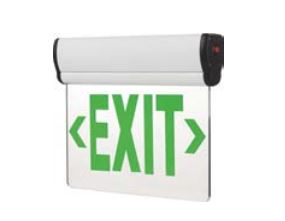 LED Edge-Lit Exit Sign, Clear Single Face, Green Letters