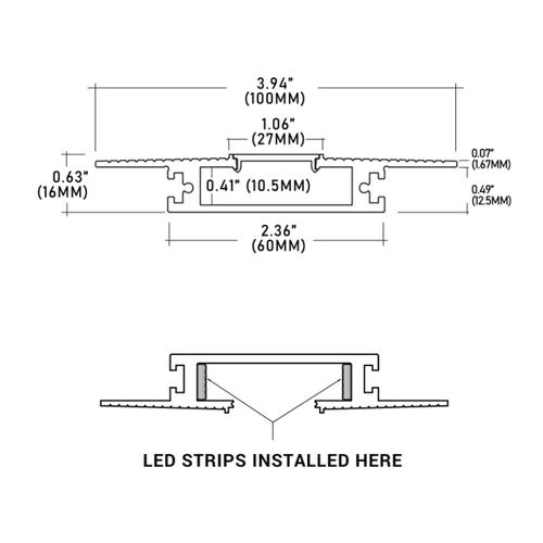 Core Lighting ALP2100TL-96-FR LED 96 Inch Symmetrical Trimless Recessed Profile Matte White Finish
