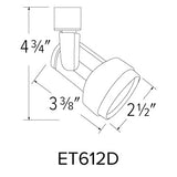 ELCO Lighting ET612DB LED Transom Track Fixture 10W 3000K 800 lm 120V Black Finish