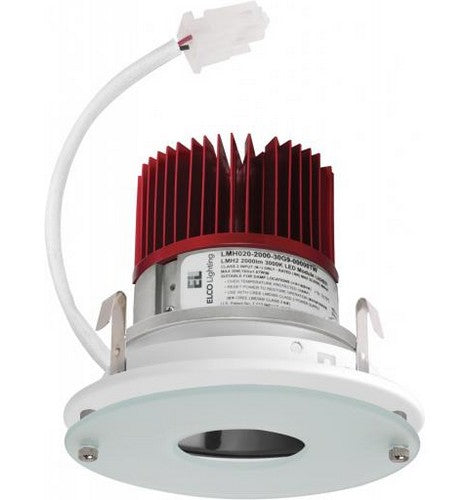 ELCO Lighting E412C0830B 4 Inch LED Light Engine with Drop Glass Reflector Trim Black with White Ring Finish 850 Lumens 3000K