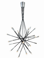 Eurofase Lighting 19800-011 Zazu 28 Light 44 inch Pendant Ceiling Light in Black and Chrome Finish