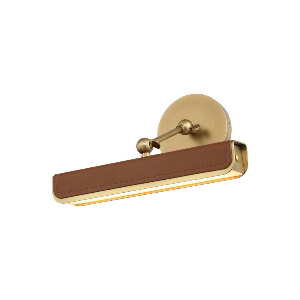Alora Lighting PL307912VBCL LED Valise Picture 12 Inch Wide Light Vintage Brass and Cognac Leather Finish