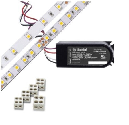 Diode LED DI-KIT-24V-BC2MD60-5000 Blaze 200 Series 16.4ft Basics LED Tape Light Spool with MikroDIM, Color Temperature 5000K, Voltage 24V