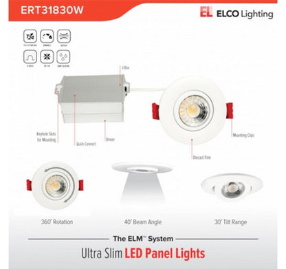 ELCO Lighting ERT318 Elm System 3 Inch Ultra Slim LED Gimbal Lights -600 Lumens 4- BuyRite Electric