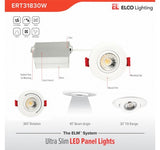 ELCO Lighting ERT318CT5W 3 Inch Ultra Slim LED Gimbal Lights 600 Lumens White Finish 2700K, 3000K, 3500K, 4000K, 5000K