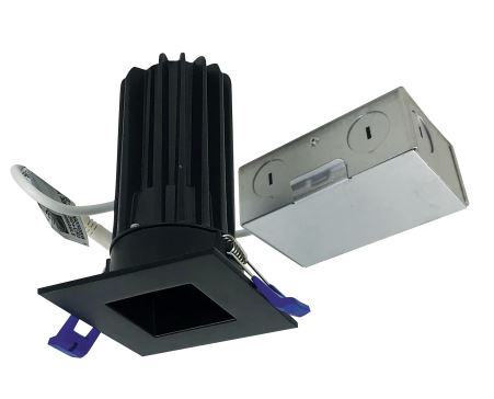 Nora Lighting NM2-2SDC8527BB LED Canless Recessed Fixture 2 Inch M2 Square Downlight, 850lm / 10W, 2700K, 120V, Matte Black Finish