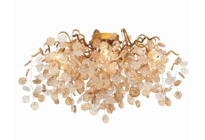 Eurofase Lighting 29057-016 Campobasso 7 Light 27 inch Antique Flush Mount Ceiling Light Gold Finish