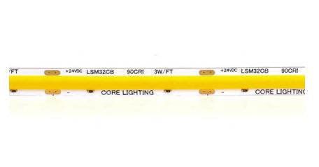 Core Lighting LSMW32CB-30K-PF-24V Outdoor COB 3.2W Linear LED Strip 3000K Color Temperature PF per feet, 24 Voltage