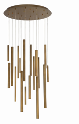 Eurofase Lighting 31445-038 Santana LED 24 inch Chandelier Ceiling Light Antique Brass Gold Finish