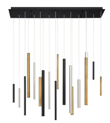 Eurofase Lighting 31446-043 Santana LED 10 inch Chandelier Ceiling Light Black and Satin Nickel Finish