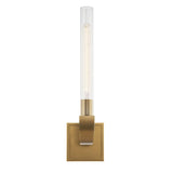 Alora Lighting WV316001VBCR Flute 1 Light 5 inch Vanity Light Wall Light Vintage Brass and Clear Ribbed Glass Finish