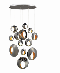 Eurofase Lighting 35910-015 LED Arlington 40 inch Blackened Chandelier Ceiling Light Chrome Finish