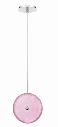 Eurofase Lighting 35913-023 LED Caledonia 7 inch Pendant Ceiling Light in Pink Small Chrome Finish
