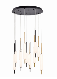 Eurofase Lighting 37235-031 LED Cumberland 22 inch Chandelier Ceiling Light Antique Brass/Black/Satin Nickel Finish