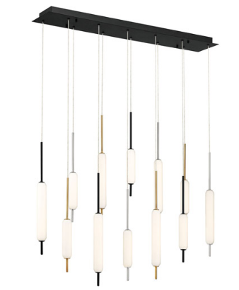 Eurofase Lighting 37236-038 LED Cumberland 7 inch Chandelier Ceiling Light Antique Brass/Black Finish