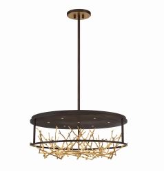 Eurofase Lighting 38097-010 LED Aerie 31 inch Chandelier Ceiling Light Bronze and Gold Finish