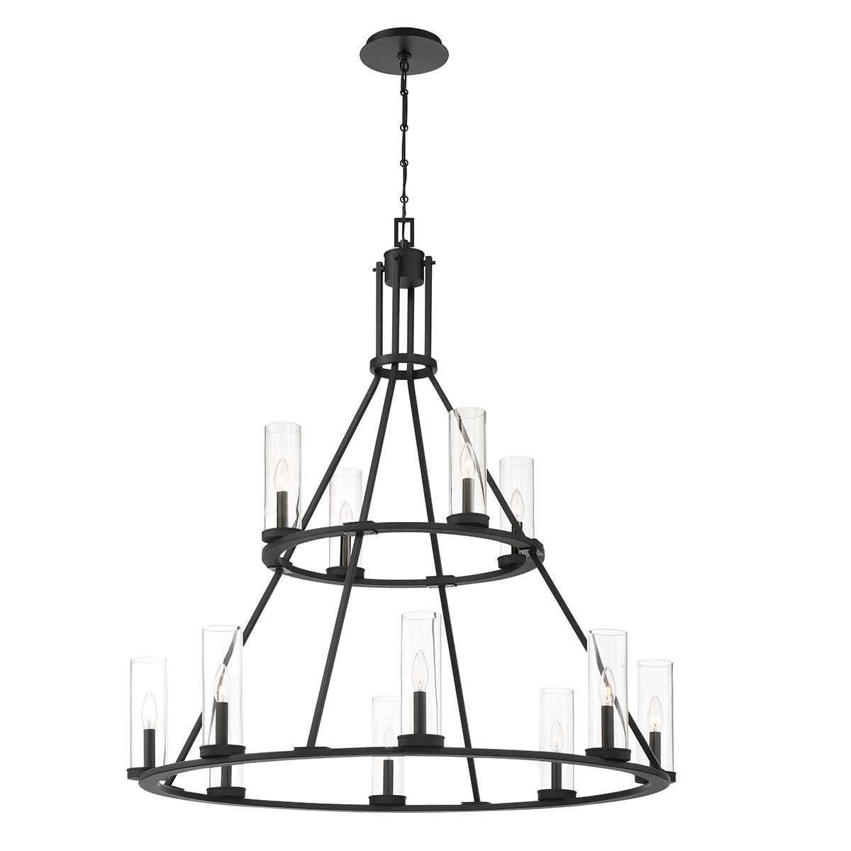 Eurofase lighting 38221-019 LED Nerito 42 Inch 12 Light 2 Tier Chandelier Ceiling Light Matte Black Finish