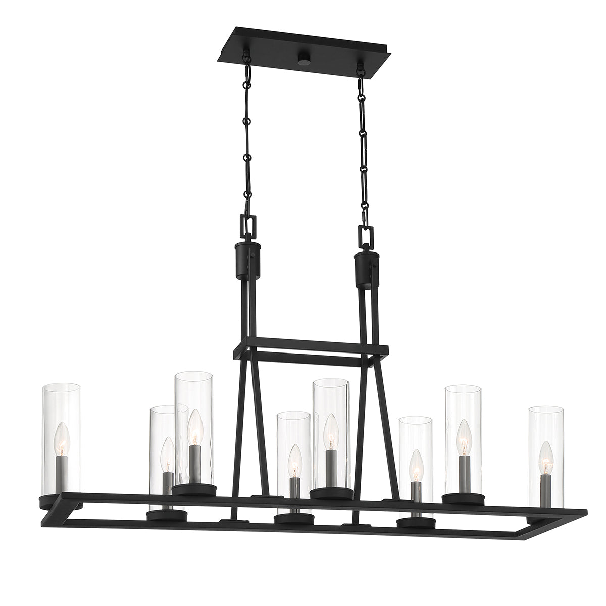Eurofase lighting 38222-016 LED Nerito 42 Inch 8 Light Island Chandelier Ceiling Light Matte Black Finish