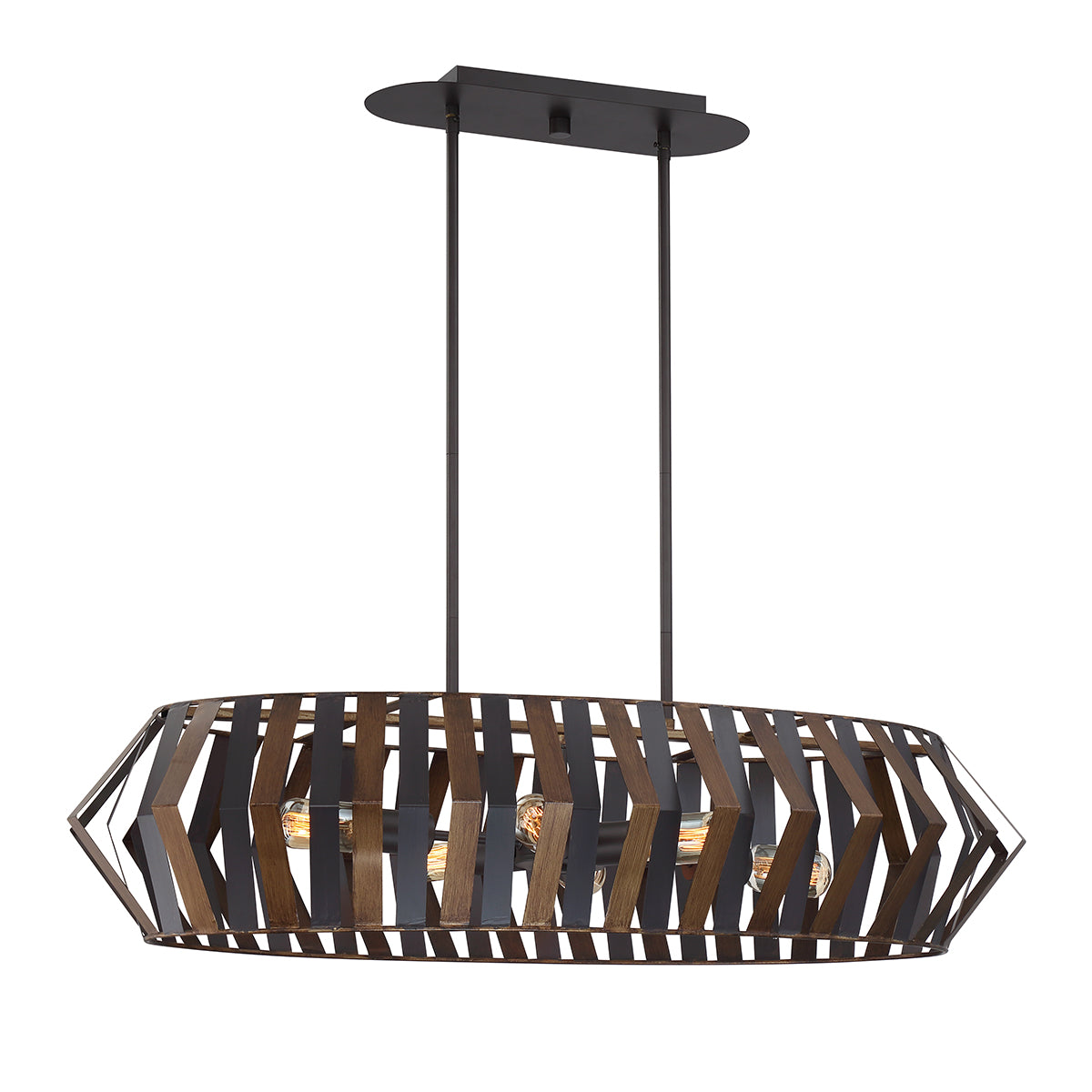 Eurofase lighting 38269-011 LED Bevelo 36 Inch Oval Chandelier Ceiling 6 Light Wood/Bronze Finish