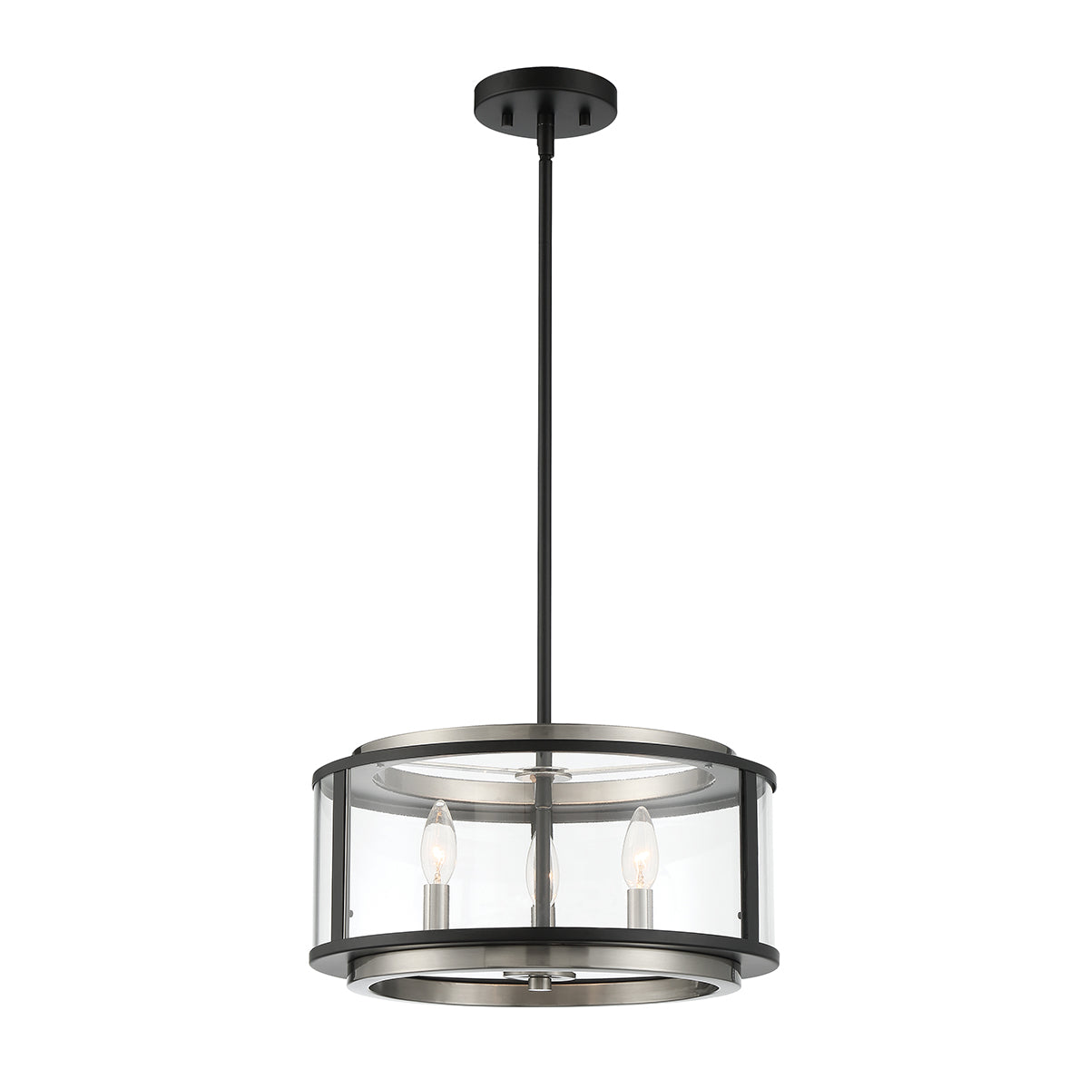 Eurofase lighting 38274-015 LED Tambouro 16 Inch Pendant Ceiling 3 Light Matte Black With Satin Nickel Finish