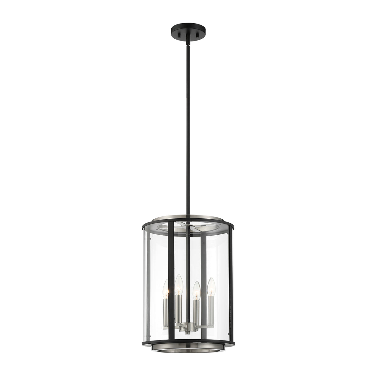Eurofase lighting 38275-012 LED Tambouro 13 Inch Pendant Ceiling 4 Light Matte Black With Satin Nickel Finish