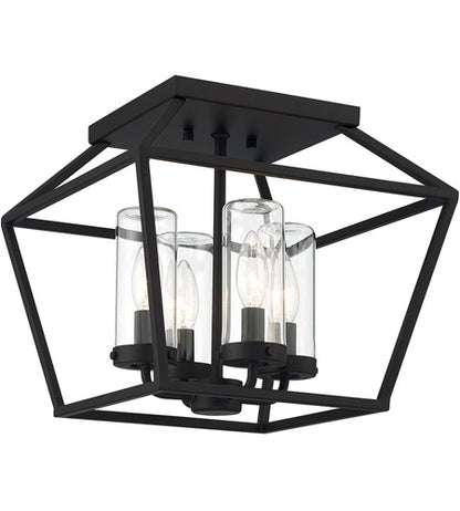Eurofase Lighting 41956-014, Bastille 4 Light 13 inch Satin Black Outdoor Flush Mount