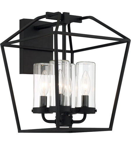 Eurofase Lighting 41958-018, Bastille 4 Light 14 inch Satin Black Outdoor Wall Sconce