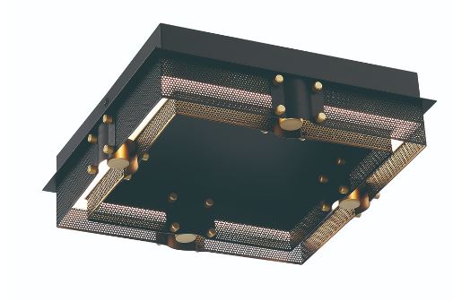 Eurofase Lighting 42715-016 LED Admiral 1 Light 13 inch Outdoor Flush Mount Ceiling Light Black and Gold Finish
