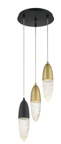 Eurofase Lighting 43858-046 Ecrou 3 Light 12.25 inch Chandelier Ceiling Light Black/Gold Finish