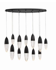 Eurofase Lighting 43861-024 Ecrou 12 Chandelier Ceiling Pendant Light, Black Finish