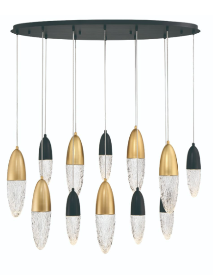 Eurofase Lighting 43861-042 Ecrou 12 Wide Suspension Chandelier Ceiling Pendant Light, Gold/Brass Finish