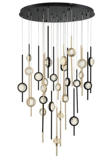 Eurofase Lighting 43890-033 Barletta 26 Light 39.75 Inch Chandelier Ceiling Light Black/Gold Finish