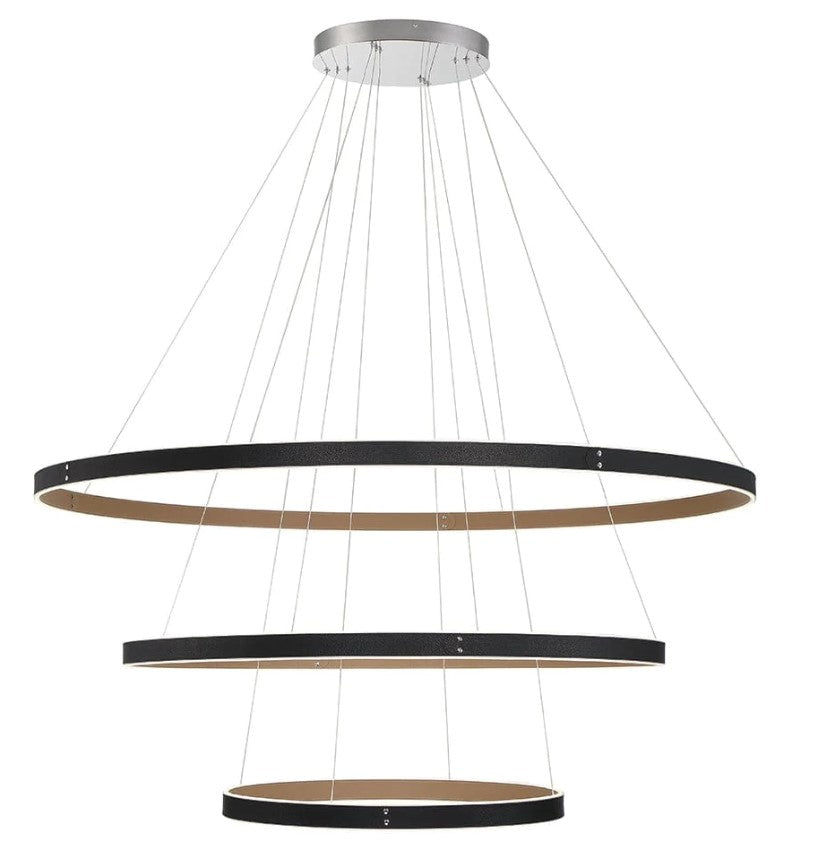 Eurofase Lighting 43900-015 Verdura 1 Light 60 inch 3 Ring Round Chandelier Ceiling Light Black Finish